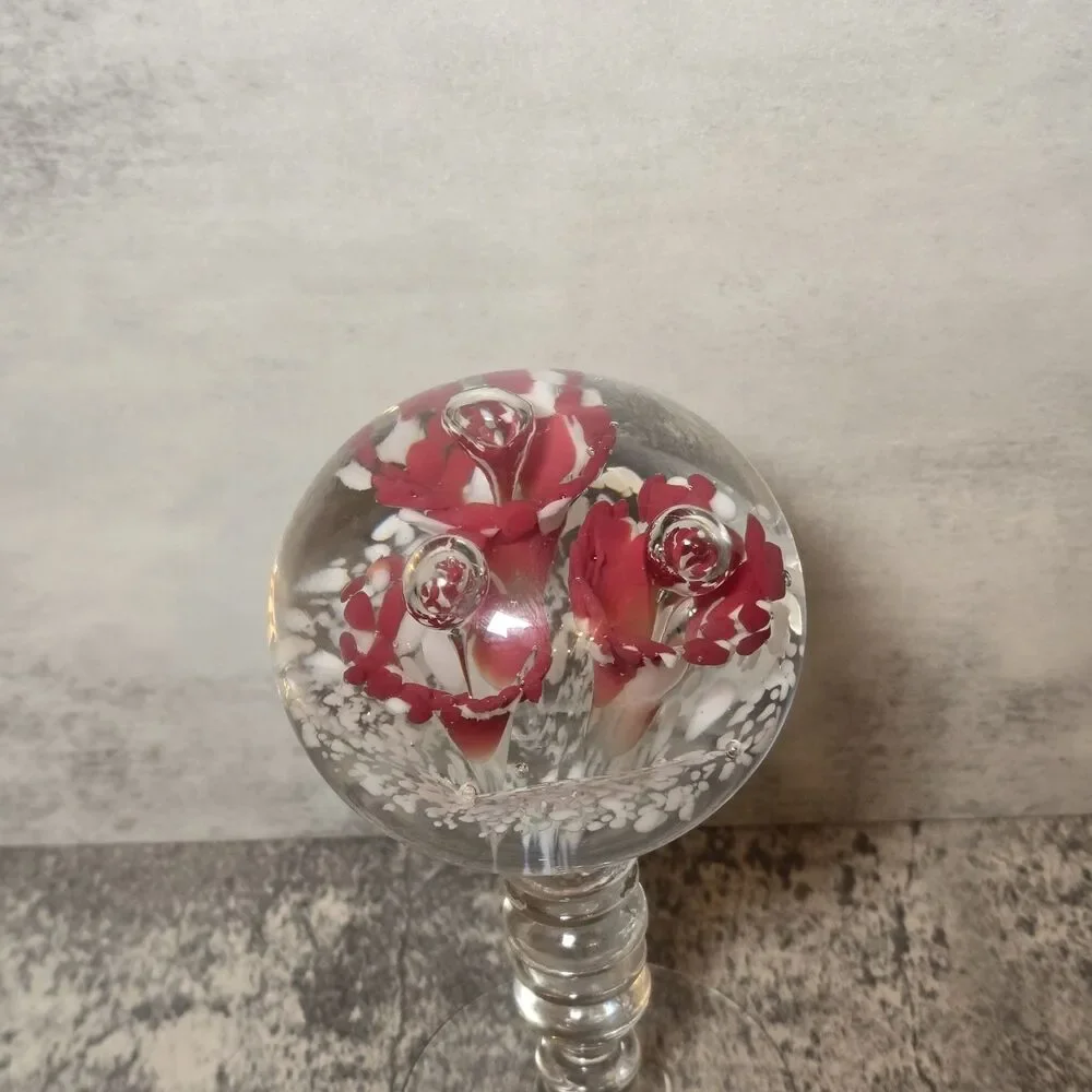 Footed Floral Paperweight on Pedestol 7